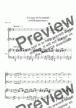 page one of O Come All Ye faithful New melody ( SATB piano/brass )