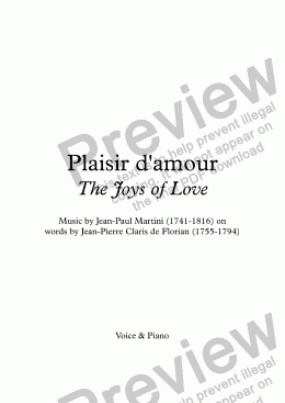 page one of Plaisir d’amour (J-P Martini / Claris de Florian) - bilingual