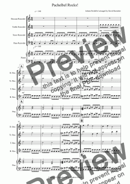 page one of Pachelbel Rocks! for Recorder Quartet