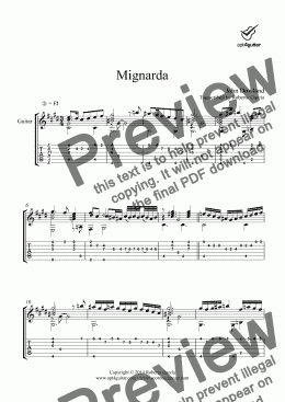 page one of Mignarda for solo guitar