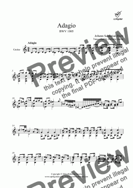 page one of Adagio BWV 1005 for solo guitar