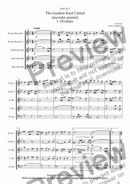 page one of The Gordion Knot Untied (recorder quintet)