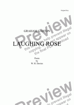 page one of SONG - LAUGHING ROSE for Bass Voice and Piano Words W. H. Davies