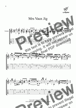 page one of Mrs Vaux Jig for solo guitar