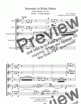 page one of Serenade in B-flat Major "Gran Partita" K. 361 Mvmt. 1, Largo/Allegro