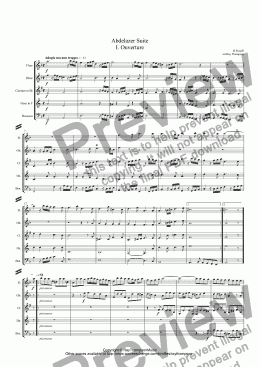 page one of Purcell: Suite from Abdelazer (Complete): 1. Ouverture 2. Rondeau 3. Air 4. Air 5. Minuet 6. Air 7. Jig 8. Hornpipe 9.Air (arr.wind quintet) 