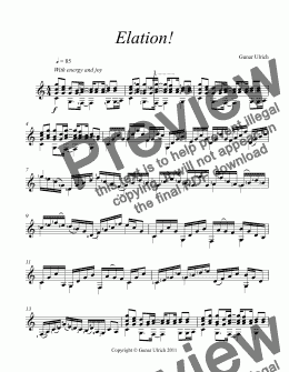 page one of Elation for solo guitar 