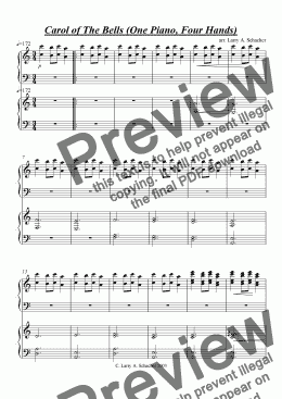 page one of Carol of the Bells (4 Hands, Piano)