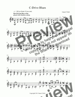 page one of C-Drive Blues for solo guitar