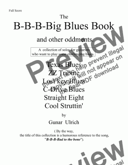 page one of B-B-B-Big Blues Book and other oddments for solo guitar.