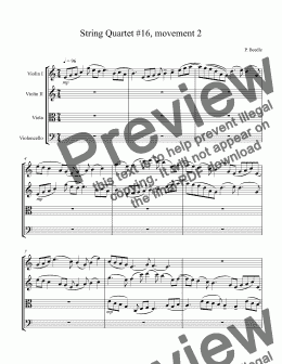 page one of String Quartet #16, movement 2