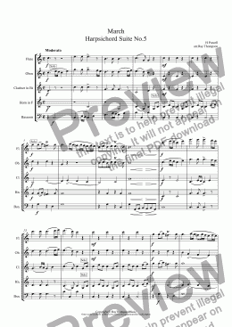 page one of Purcell: March (Harpsichord Suite No.5) arr.wind quintet