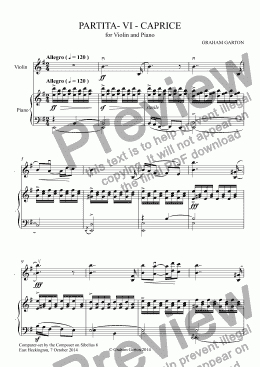 page one of INSTRUMENTAL - PARTITA for VIOLIN and PIANO in Six Movements - No.6 CA1.80