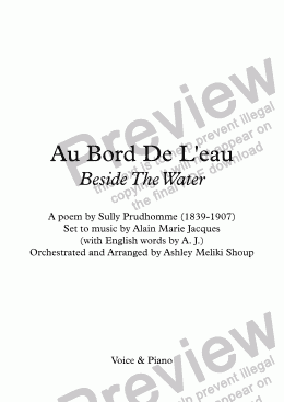 page one of Au Bord De L’eau (A. Jacques / Sully Prudhomme) - Voice & piano - bilingual