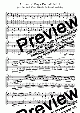 page one of Adrian Le Roy - Preludes Nos. 1 and 2 (Arr. for low G ukulele), Op. 35i