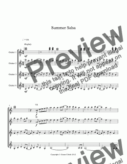 page one of Summer Salsa Guitar Quartet