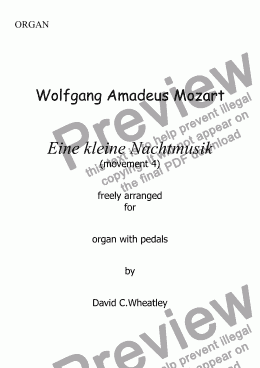 page one of Mozart - Eine kleine Nachtmusik mvt 4 (rondo) for organ solo