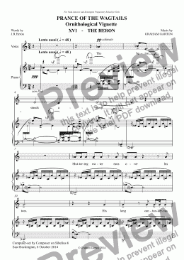 page one of CHORAL BALLET for Children - PRANCE OF THE WAGTAILS  (Nickname ’Birdie Opera’) for Solo and Unison Voices: Ornithological Vignette No.15 THE HERON 