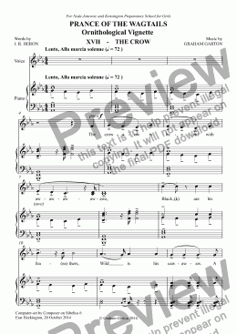 page one of CHORAL BALLET for Children - PRANCE OF THE WAGTAILS  (Nickname ’Birdie Opera’) for Solo and Unison Voices: Ornithological Vignette No.17 THE CROW