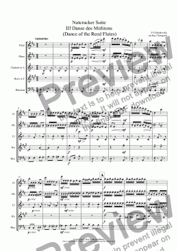 page one of Tchaikovsky:Casse-Noisette: Nutcracker Suite: Movt. IIf Danse des Mirlitons  (Dance of the Reed Flutes)(abridged version) arr.wind quintet