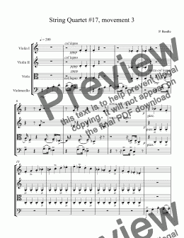 page one of String Quartet #17, movement 3