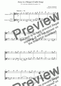 page one of Away in a Manger (Cradle Song) (for viola duet, suitable for grades 1-5)