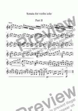 page one of Sonata for violin solo  Part II