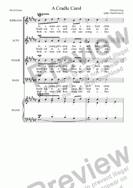 page one of A Cradle Carol [SATB]