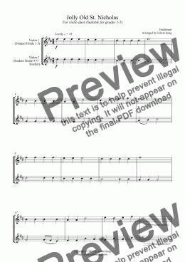 page one of Jolly Old St. Nicholas (for violin duet, suitable for grades 1-5)