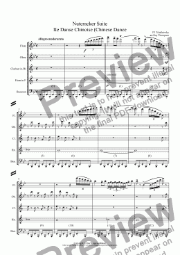 page one of Tchaikovsky: Casse-Noisette: Nutcracker Suite IIe Danse Chinoise (Chinese Dance) arr.wind quintet