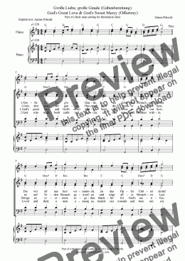 page one of God's great love & God's sweet mercy / Große Liebe, große Gnade. Offertory / Gabenbereitung in German & English, for SATB & optional piano/guitar & flutes