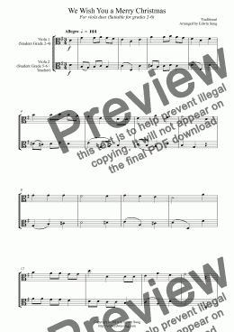 page one of We Wish You a Merry Christmas (for viola duet, suitable for grades 2-6)