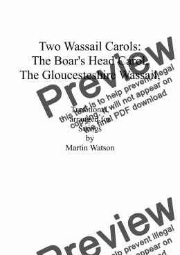 page one of Boar’s Head Carol and Gloucestershire Wassail for String Orchestra/Quartet.