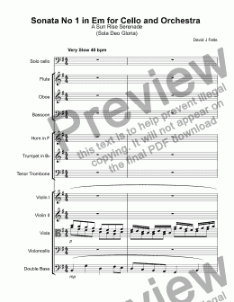 page one of Sonata No 1 in Em for Cello and Orchestra