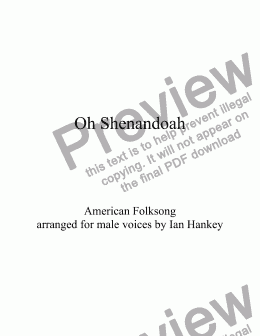 page one of Oh Shenandoah (for male voices)