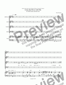 page one of Cross the River with Me with Tenor Solo - another choral setting based on the dying words of Gen. Stonewall Jackson