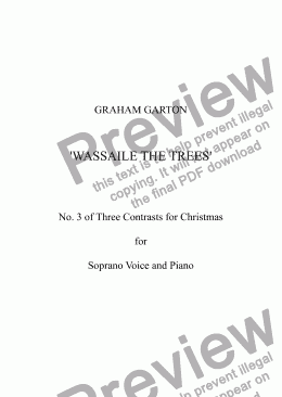 page one of CHRISTMAS MUSIC - ’WASSAILE THE TREES’ No.3 of Three Christmas Contrasts for Soprano Voice and Piano