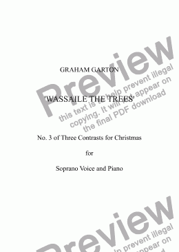page one of SONG - ’WASSAILE THE TREES’ No. 3 of Three Contrasts for Christmas for Soprano Voice and Piano