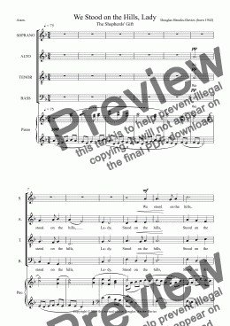 page one of Brooks-Davies: We Stood on the Hills, Lady (The Shepherds’ Gift) SATB choir + piano.