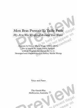 page one of Mon bras pressait ta taille frêle (A. Jacques / Victor Hugo) - bilingual