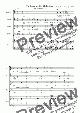 page one of BROOKS-DAVIES: We Stood on the Hills, Lady (The Shepherds’ Gift) SATB a cappella