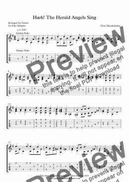 page one of Hark! The Herald Angels Sing Guitar Solo & Accompaniment part for voice /lead instrument