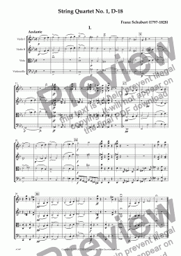 page one of String Quartet No. 1, D-18