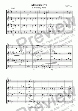 page one of All Souls Eve for Recorder Quartet