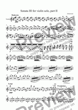 page one of Sonata III for violin solo, part II