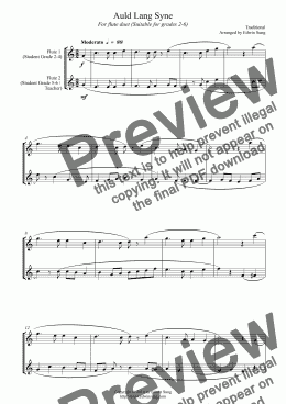 page one of Auld Lang Syne (for flute duet, suitable for grades 2-6) (14BFLDU02)