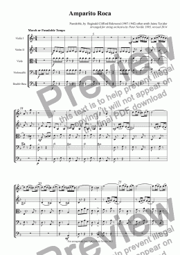 page one of Amparito Roca (arr for string orchestra e.g. for schools)