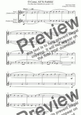 page one of O Come, All Ye Faithful (for flute duet, suitable for grades 1-5) (14BFLDU10)
