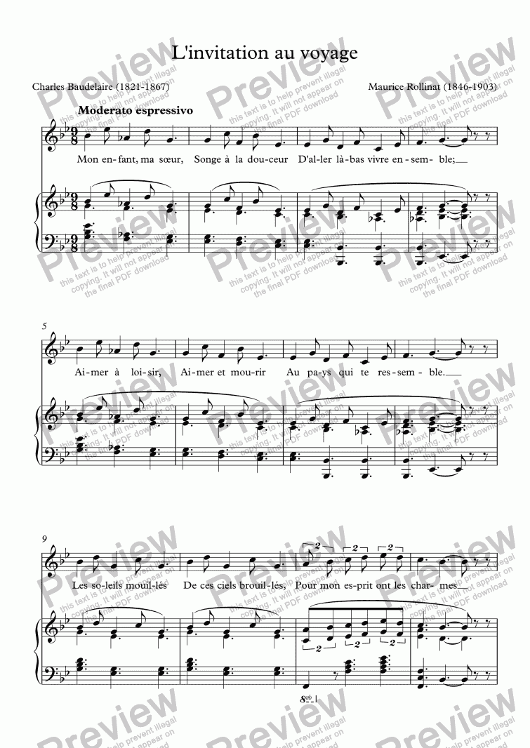 l'invitation au voyage sheet music