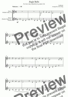 page one of Jingle Bells (for horn duet, suitable for grades 1-5) (14BHNDU10)